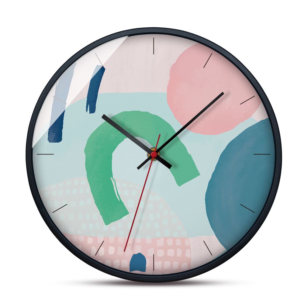 Large Decorative Wall Clock Mute Metal Frame Modern Brief Round Hanging Clocks For Kids Living Room Home Decor Watch