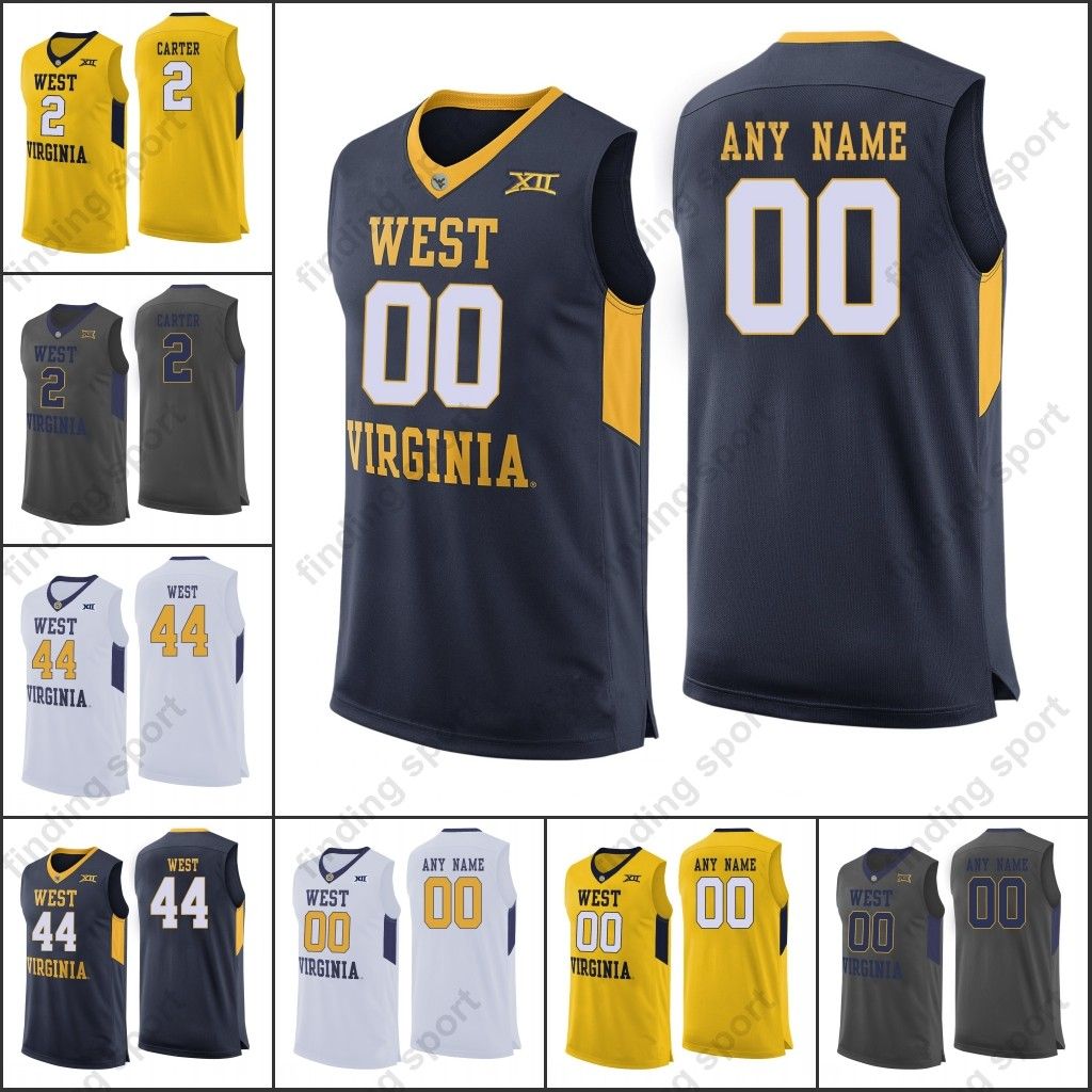 2020 Custom WVU West Virginia Mountaineers College Basketball Jerseys 2