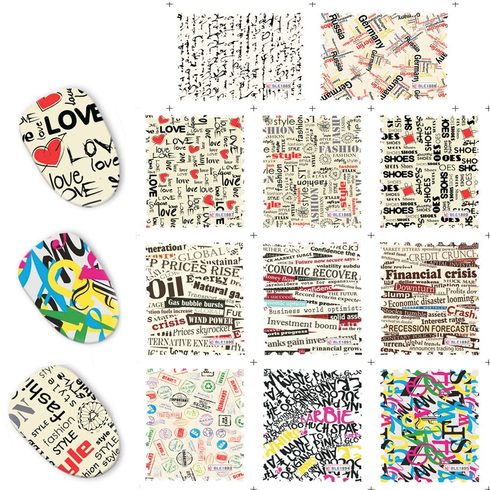 11 Design Water Decals Letter Fashion Stamp Sticker Nail Art 11 Design Water Decals Letter Fashion Stamp Sticker Nail Art