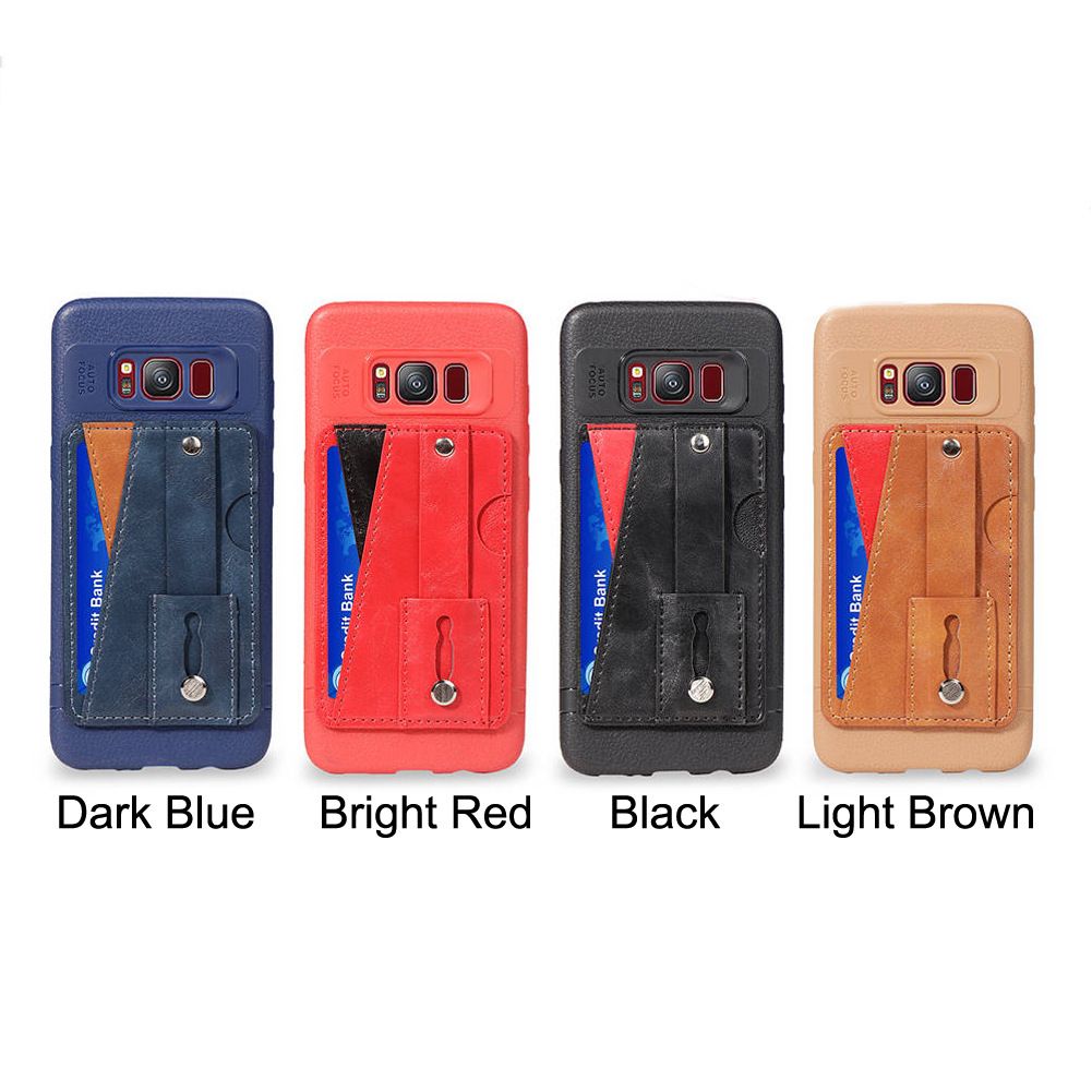 Mobile Phone Back Case Stand PU Leather Cover Handy Flexible Ring With Card Holder 62 Models For