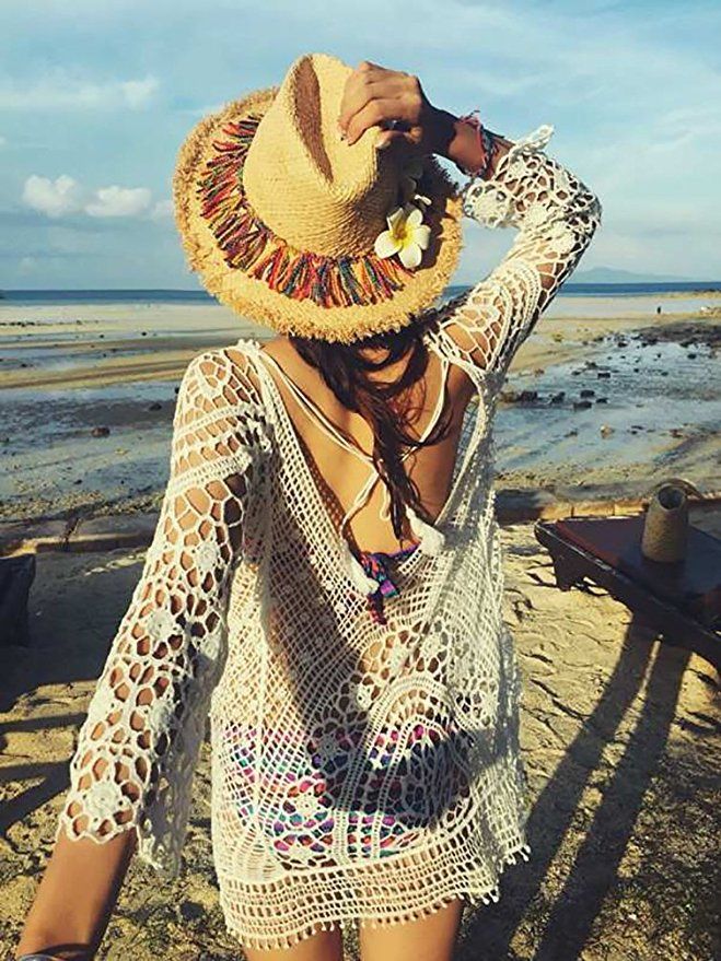 2020 Mini Abito Pareo abito bianco Knit Crochet tunica di occultamento della spiaggia fino donne Costumi da bagno sexy See Anche se aperta maglia della parte posteriore della spiaggia di estate di usura