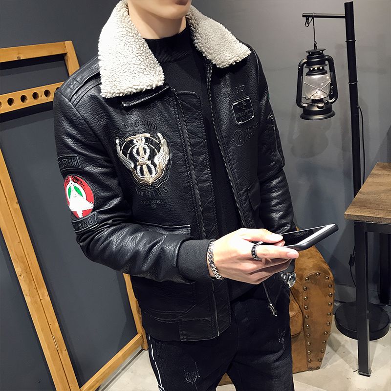 Winter New Clothing Leather Coat Thickening Handsome Leather