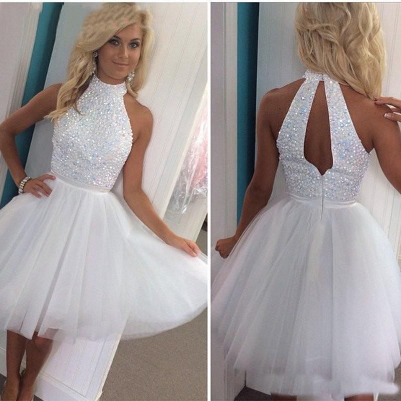 beaded short white dress