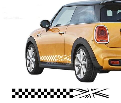 2019 Checkered Style Side Stripes Car Body Sticker Car Door Skirt