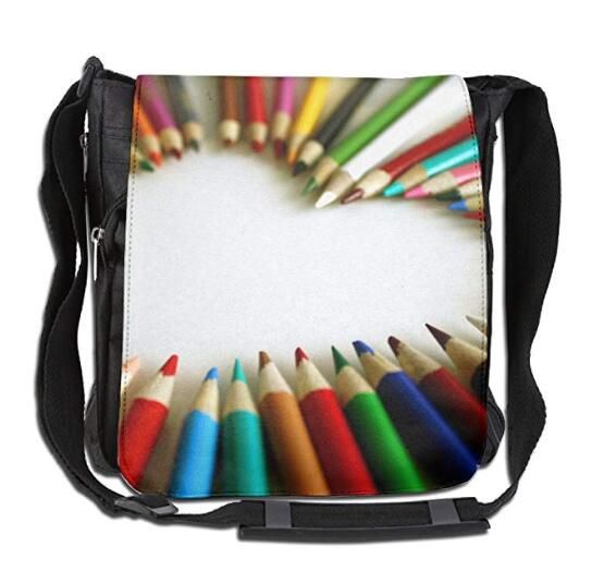 crossbody messenger bag rainbow crayon love heart shoulder tote