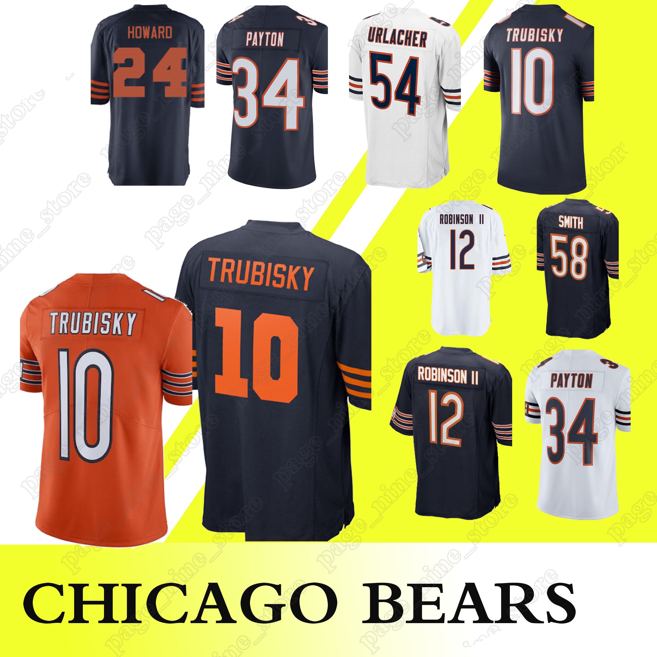 2018 Chicago Bears Jerseys 10 Mitchell Trubisky 58 Roquan Smith 24