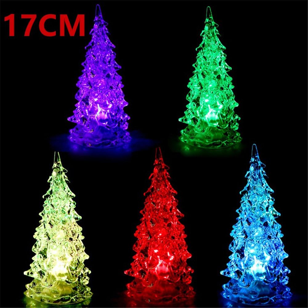 Colorful Crystal Acrylic Christmas Tree Led Night Light Changing Tower Lamp Home Decoration Xmas Light Gift Party Wedding Decorations Best Christmas Toys