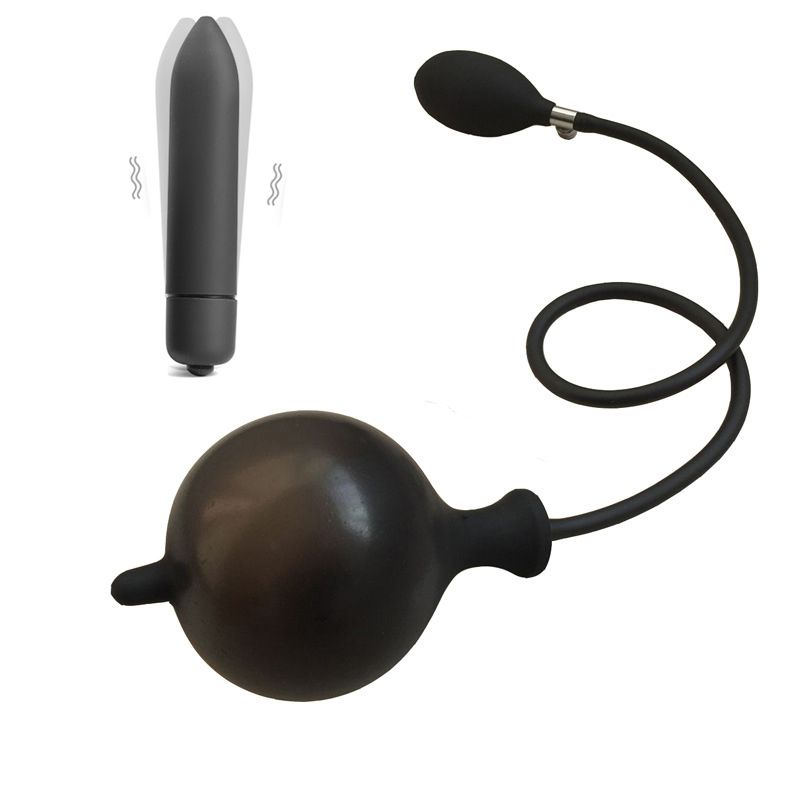 Bullet Vibrator Silicone Plug Dilator Expandable Inflatable Butt Plugs Anal Dildo Adults Sex