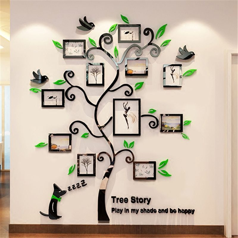 Acrylic Photo Frames Wall Family Tree Stickers 3d Three Dimensional Sticker Home Dercor Living Room Tv Sofa Decals Art