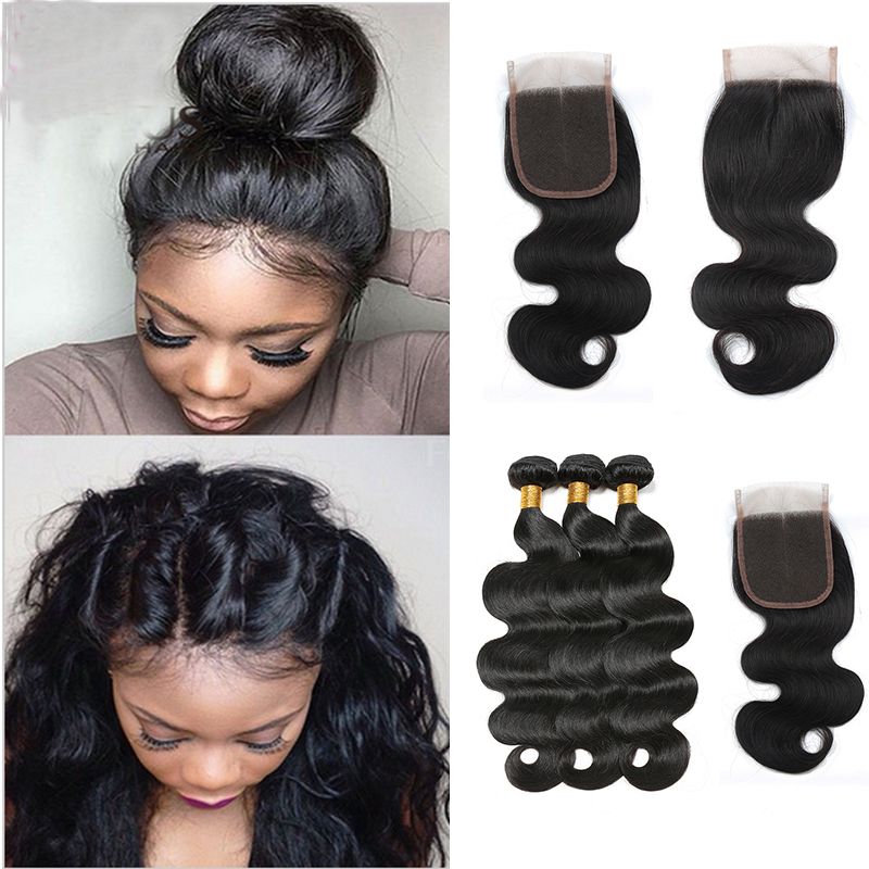 Rainbow Queen Hair 3 Bundles With Closure Peruvian Virgin Human
