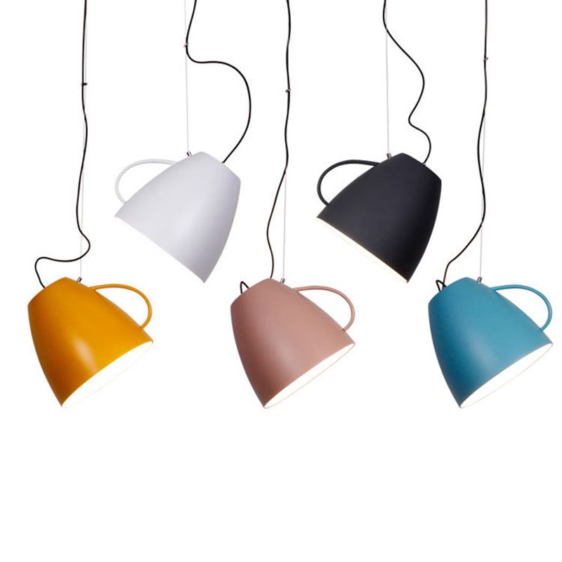 Nordic Modern Simple Teacup Model Pendant Lamp Colorful Macaron Nordic Modern Simple Teacup Model Pendant Lamp Colorful Macaron Metal Lampshade Hanging Round Kids Room Foyer Bedroom Lighting Fixture Pendants Lights