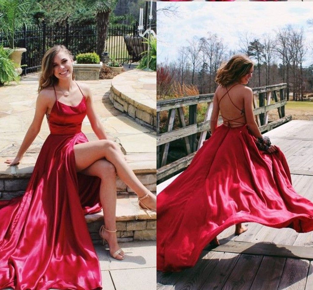 Simple Halter Top Prom Dresses