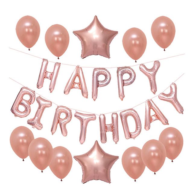 2019 gold black happy birthday balloons banner rose gold foil