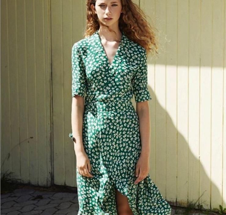 maxi dress green floral