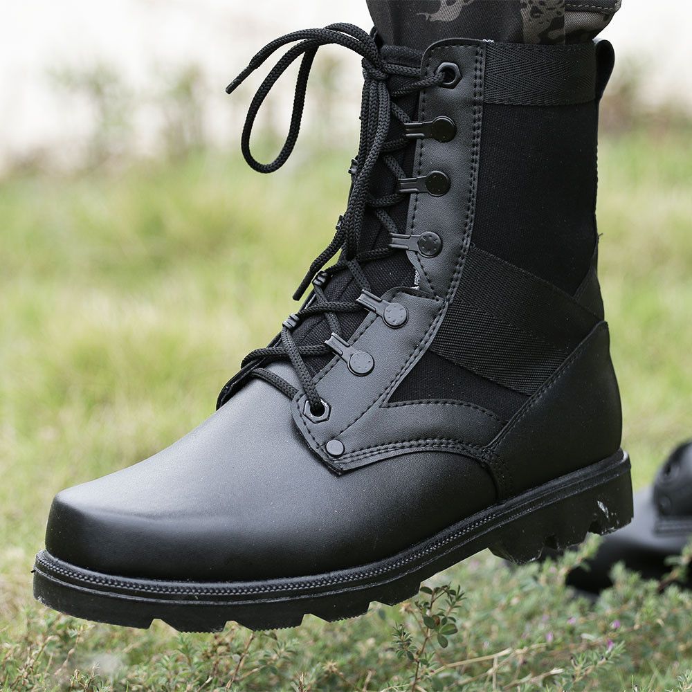 military boots black leather