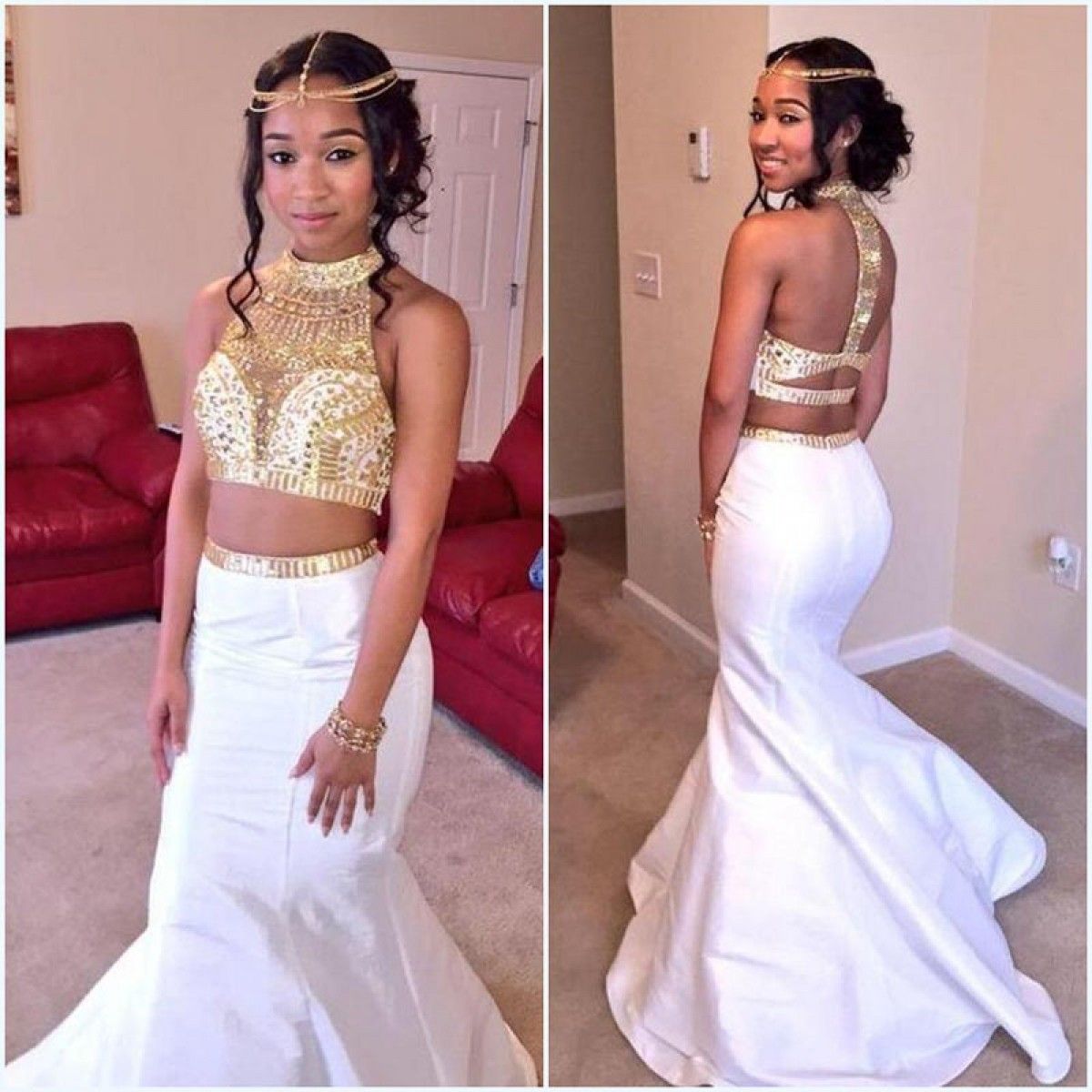 Beaded Beauty Pageant Dresses Gold