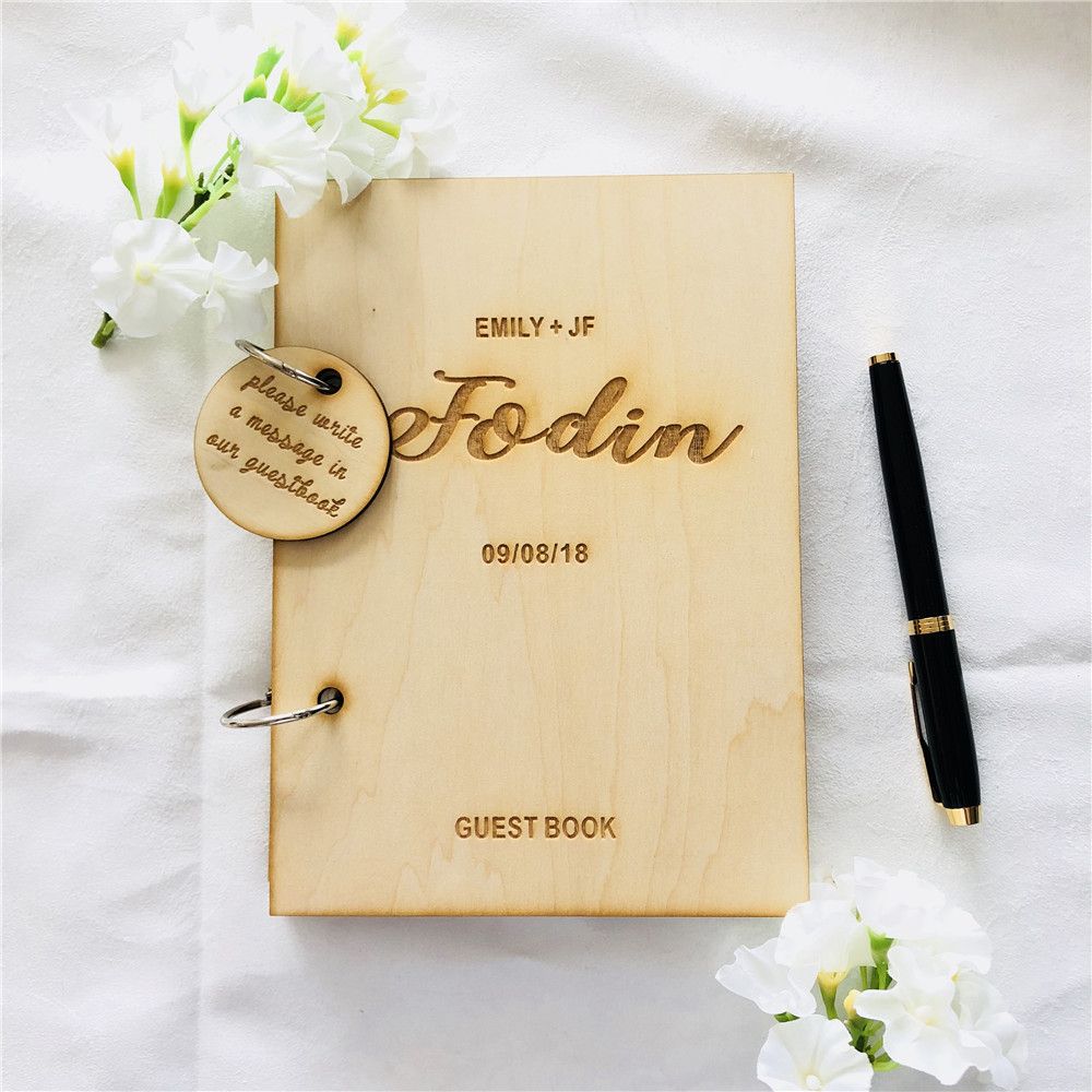 wooden notebook wedding honeymoon