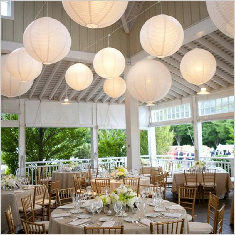 2019 20cm 8 Round White Paper Lanterns Diy Chinese Japanese Ball