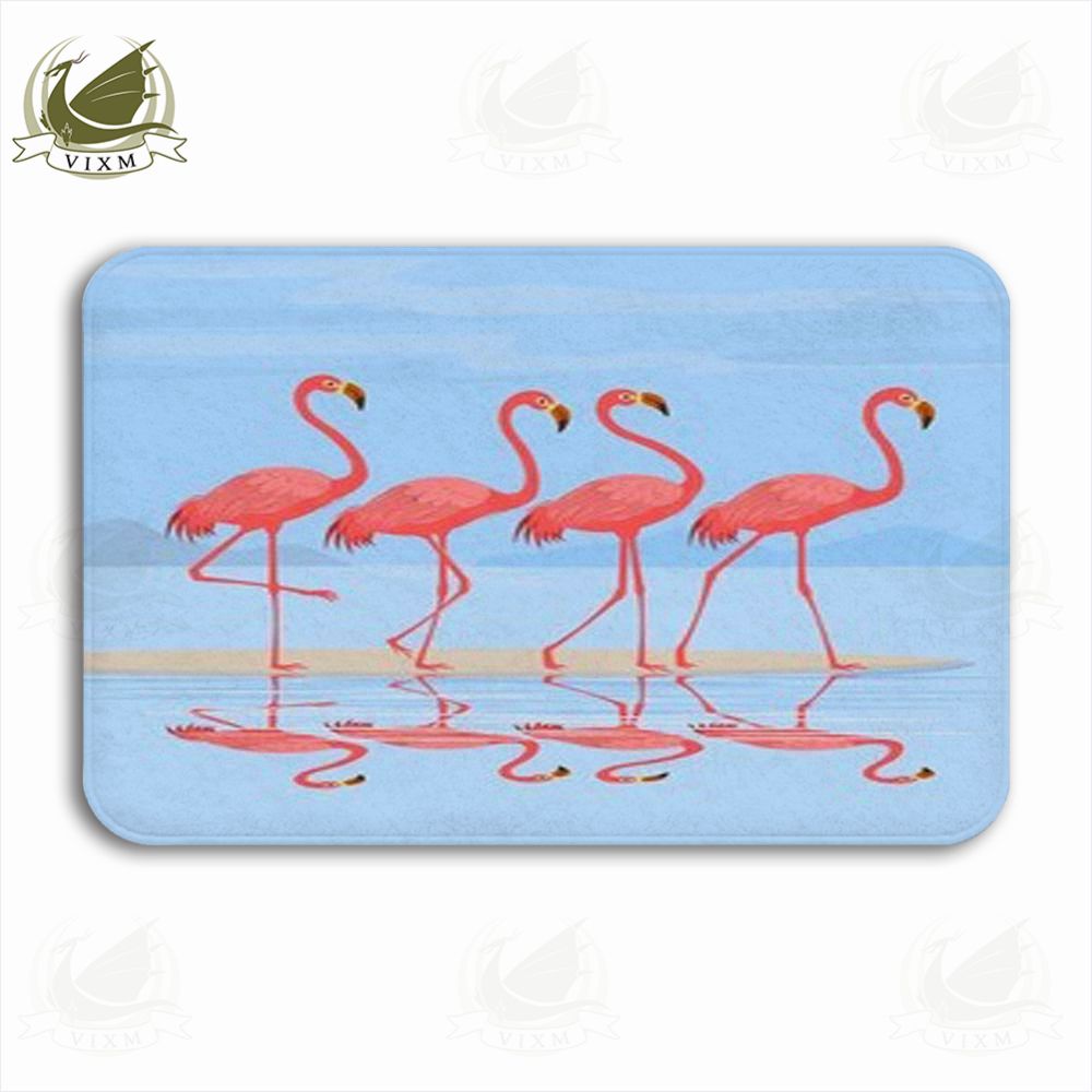 Vixm Flamingo By The Summer Beach Welcome Door Mat Rugs Flannel Anti Slip Entrance Indoor Kitchen Bath Carpet