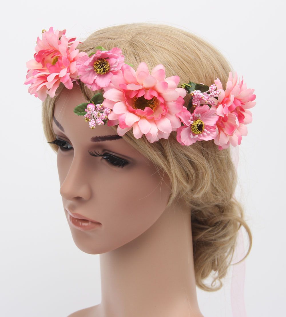 2019 Flower Crown Headband Hair Wreath Beach Wedding Tiaras Garland
