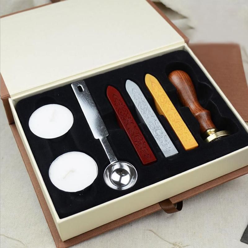 european retro wooden handle letter wax seal stamp kit vintage retro letter wax seal