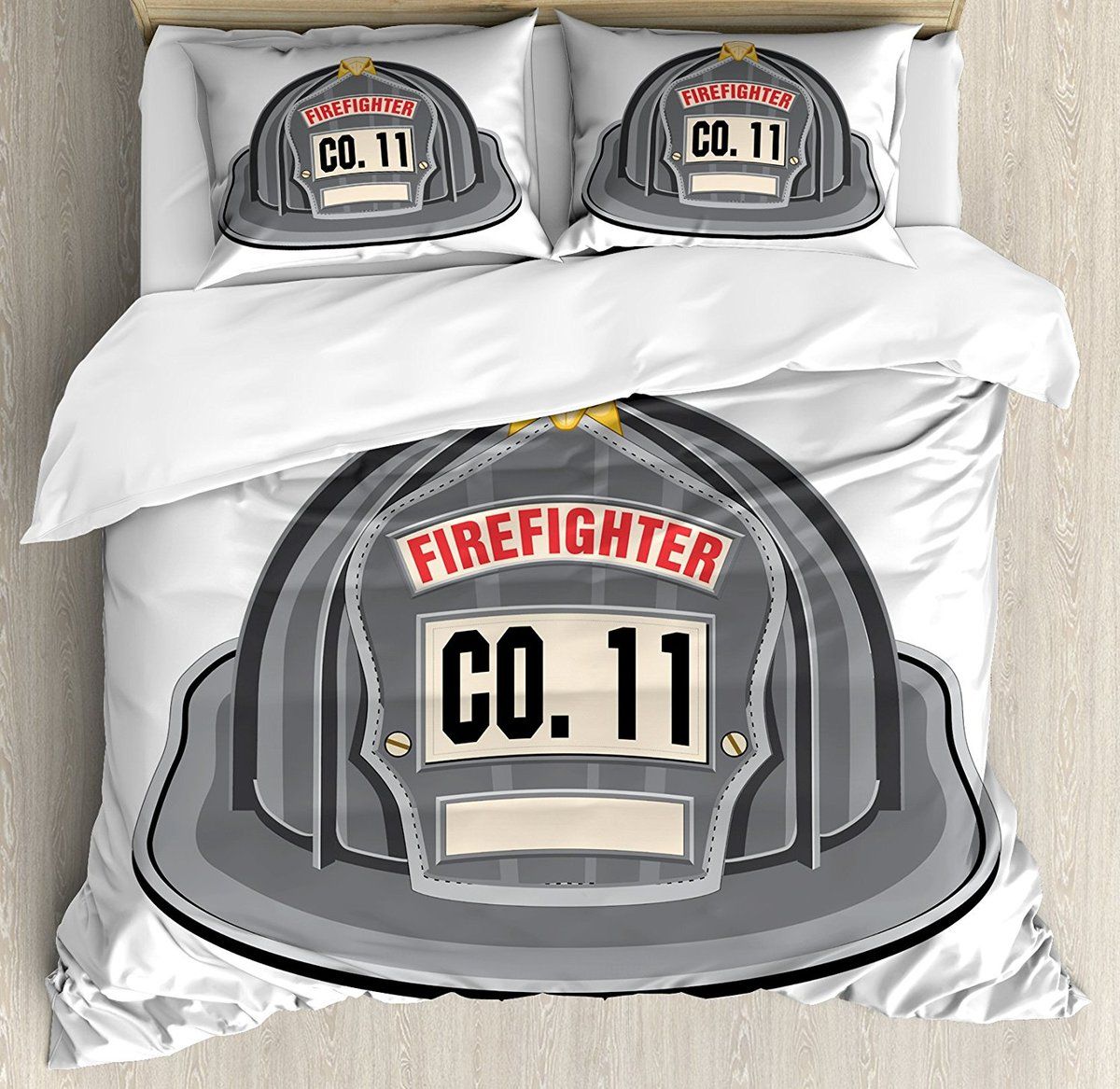 Fireman Duvet Cover Set Grey Firefighter Accessory Part Of The Fireman Duvet Cover Set Grey Firefighter Accessory Part Of The Official Uniform Fire Department Bedding King Size White Queen