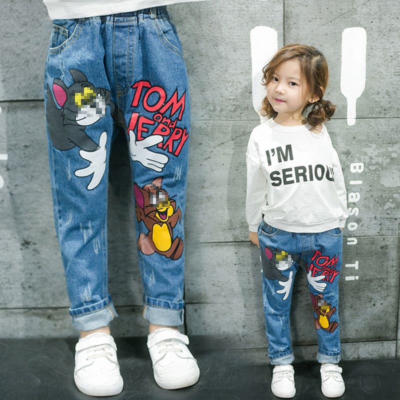 Acheter Pas Cher 17 Nouveau Mode Garcon Fille Tom Et Jerry Vetements Bebe Pantalon En Denim Enfants De Bande Dessinee Enfants Pantalons Jeans 2 3 4 5 6 7 8 9 10 Annees Du 15 81 Fr Dhgate