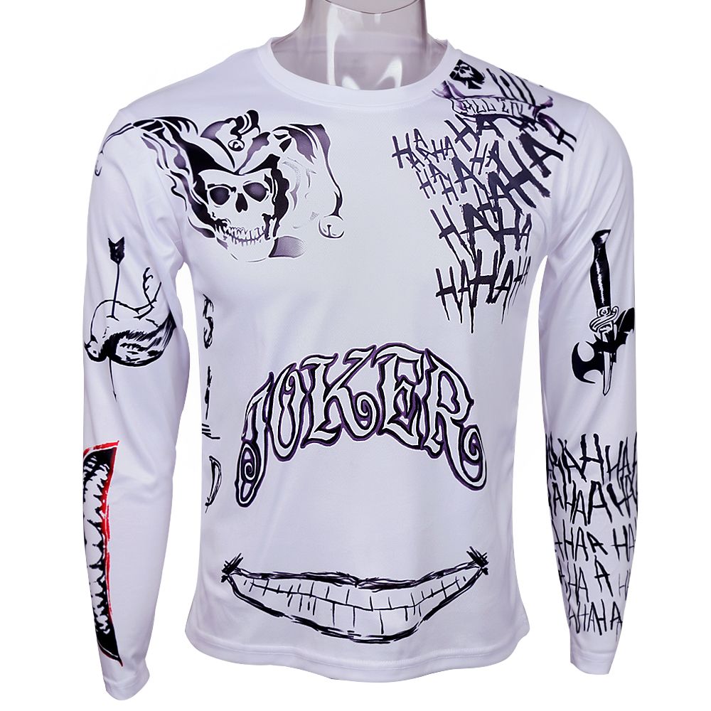 2016 Suicide Squad T <b>Shirt Joker Tattoos</b> Costume Sublimation <b>Long</b> ...
