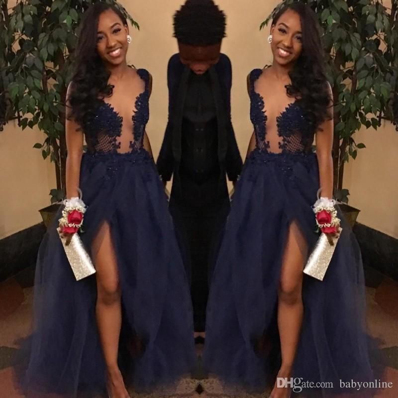 Prom Dresses 2018 Sheer Black