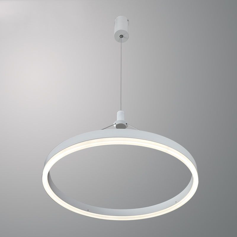 Modern Slim Circle Ring Led Pendant Light Aluminum Acrylic Circular Hanging Lamp For Living Room Bedroom Dining Kitchen