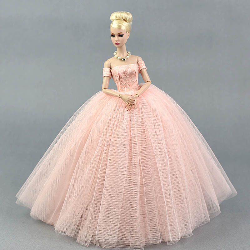 compre vestido de novia rosa para la muñeca de barbie vestido de