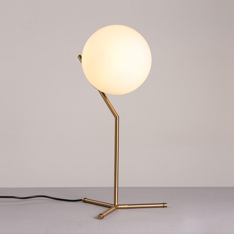 Modern White Glass Table Lamp Globe Shade Led Lamps Light Brass Living Room Bedroom Beside Home Lighting F030