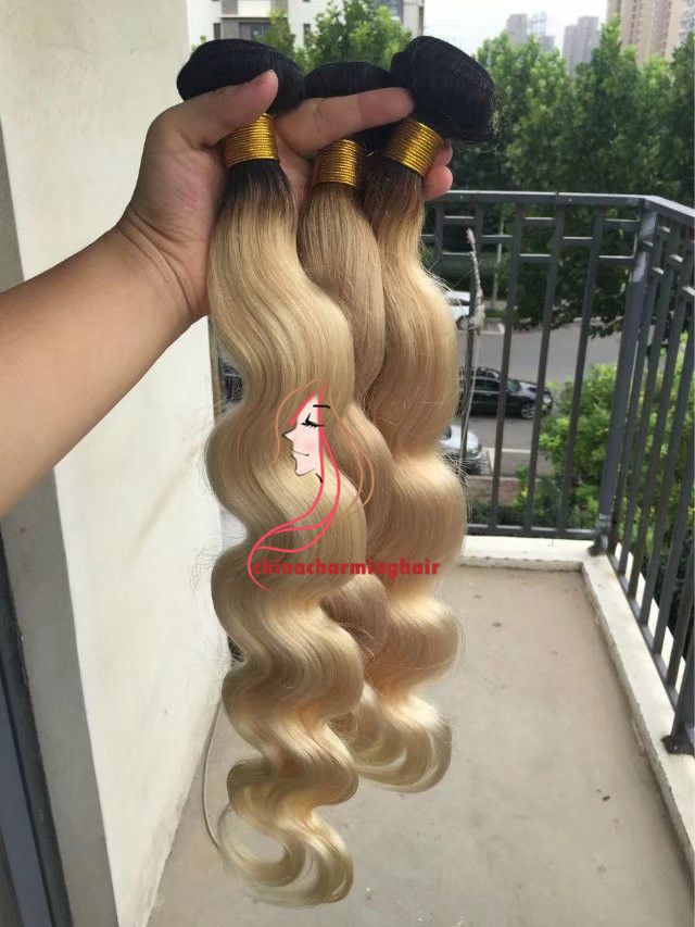 New Item Malaysian Ombre Hair 1b Platinum Blonde Human Hair Body