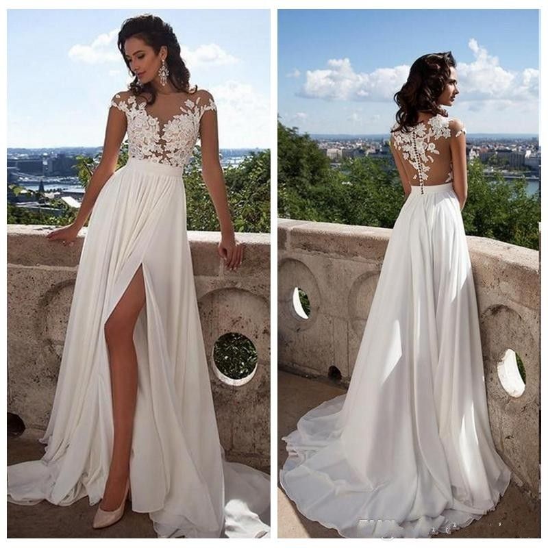 Discount 2018 Cheap Sexy Beach Wedding Dresses Bohemian Beach Sheer