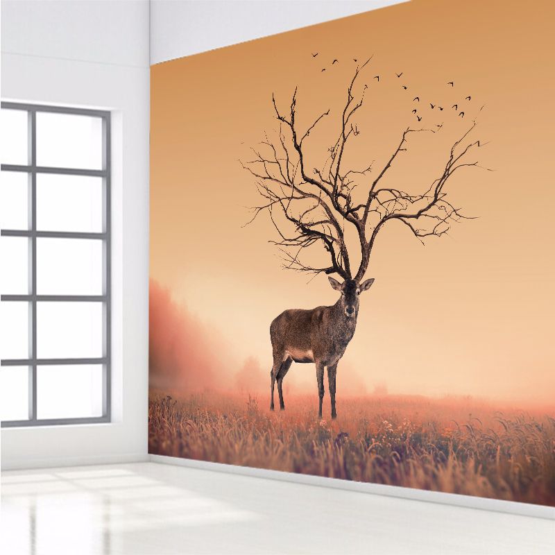 Diy Sika Deer Head Flowers Wall Stickers Art Vinyl Decals Kids Baby Living Room Home Decor Adesivo De Parede