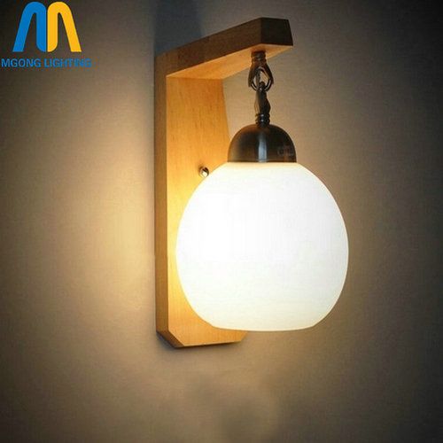 Großhandel LED Holz Glaskugel Kindertreppe Wandleuchten Nach Oben Unten