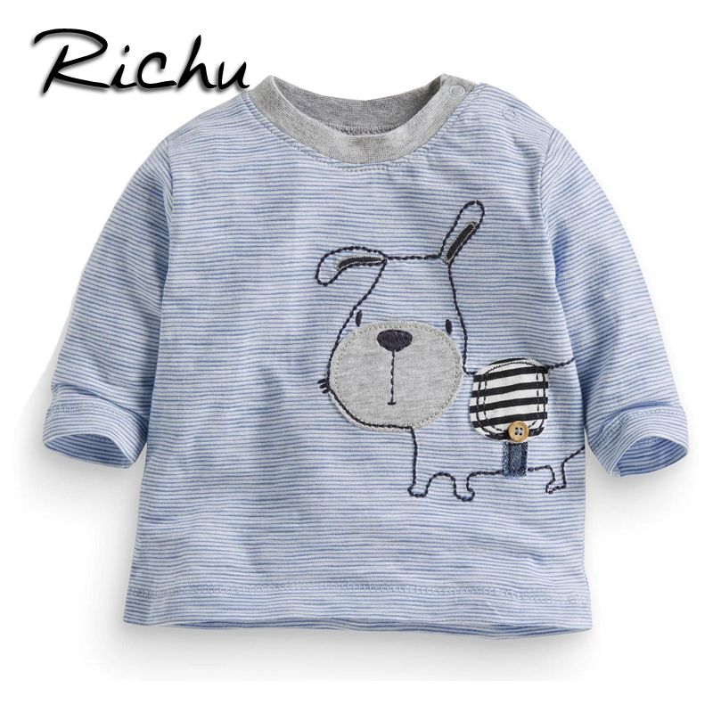 2019 Richu 100cotton Long Sleeve Baby Boys T Shirts Girls Tops 2dshirt