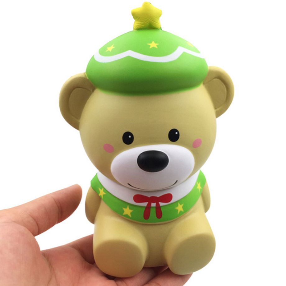 Kawaii Cartoon Christmas Bear Squishy Toy Teddy Bear Slow Rising Squishies Pu Scented Squeeze Relief Toy Xmas Kids Gift De pression Toy Funny Gifts