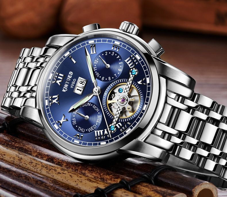 Acquista KINYUED Swiss Real Orologio Da Uomo Blu Americano Di Alta Qualità Orologio  Da Polso Automatico Con Luce Notturna. A 68,66 € Dal Yangjingguo |  It.DHgate.Com