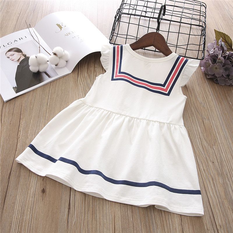Acheter Mode Bébé Filles Robes Vêtements Bow Mignon Style Marine Vintage Designer Tutu Robes Printemps Été Enfant Vêtements Robes Fz006 De $14.22 Du