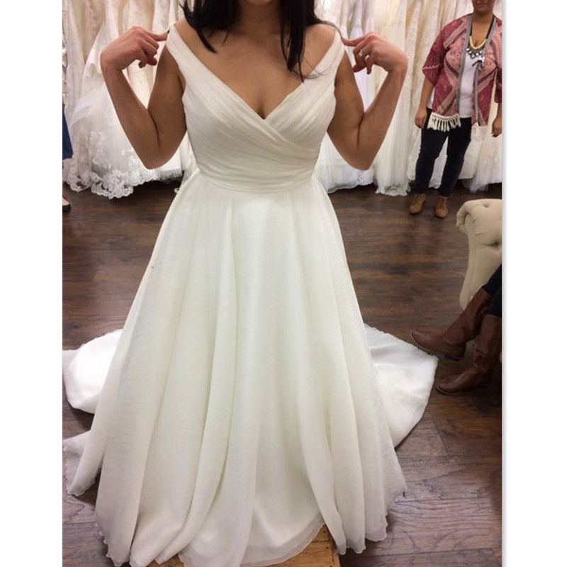 Discount 2018 Simple Cheap Plus Size Wedding Dresses A Line Off The