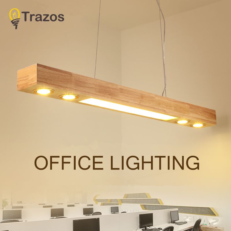 Trazos Office Pendant Lights Wood And Embedded Warm White Restaurant Bar Coffee Dining Room Led Hanging Light Fixture