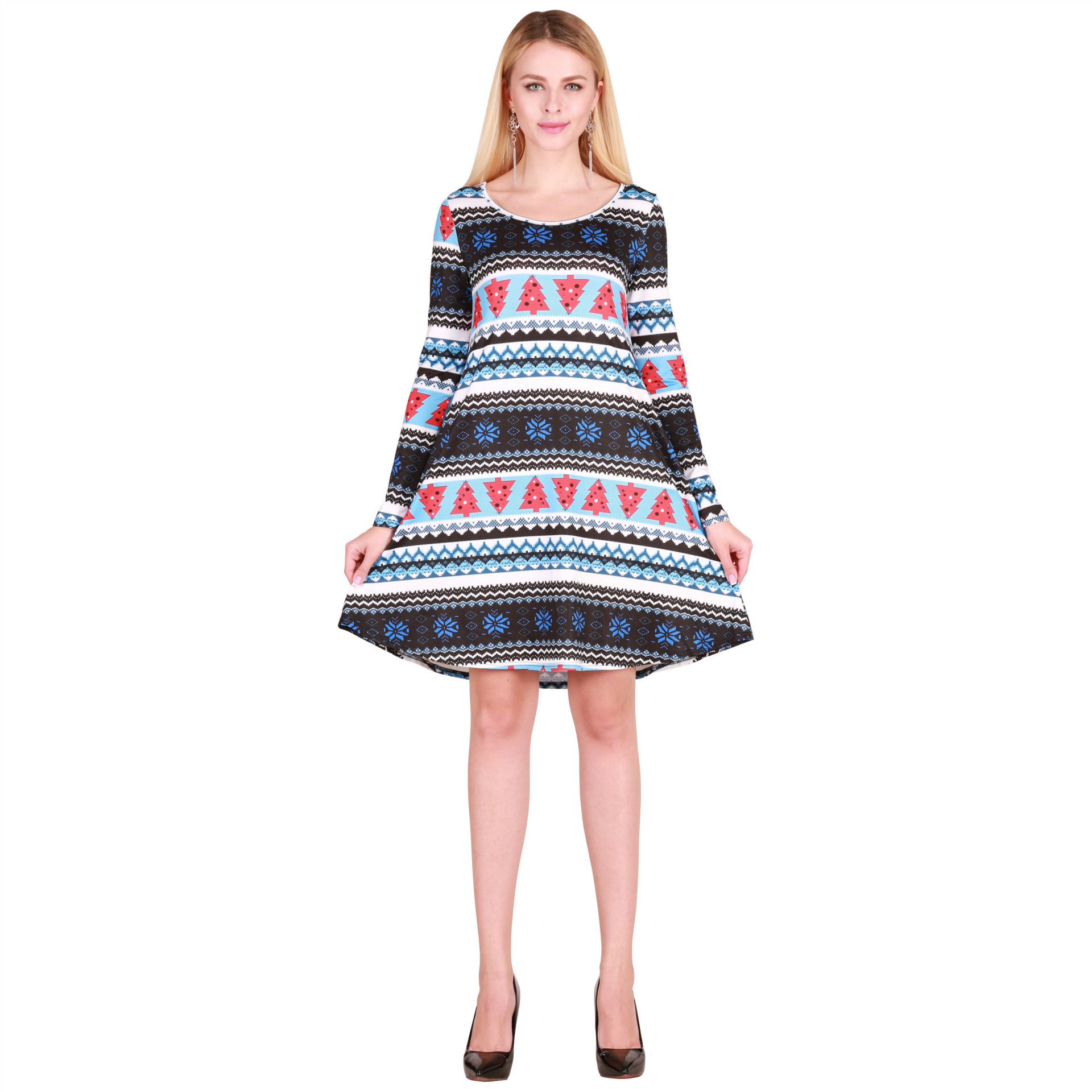 Autumn Winter 2017 Foreign Trade Dress Wish Quick Sale Amazon Hot Style Elk Snowflake Christmas Tree Dress Teenagers Party Dresses Green Sundresses From