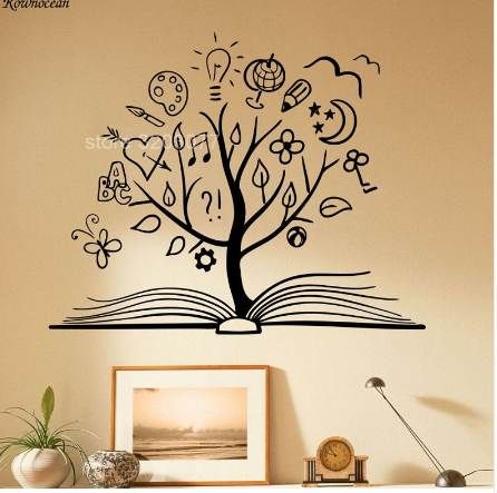 book tree wall decal library school vinyl sticker unique home art