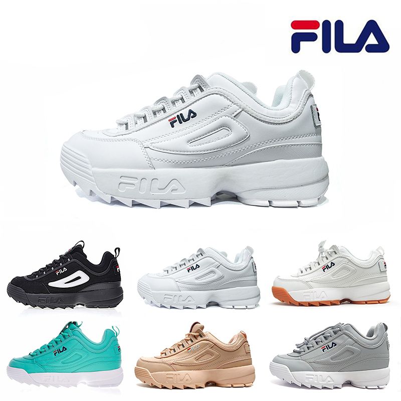 Acheter FILA 2019 Nouveau Original FILAS Disruptors 2 Dents De Scie Blanc Noir II Femmes Hommes Chaussures De Sport Plateforme Designer Chaussures De Course
