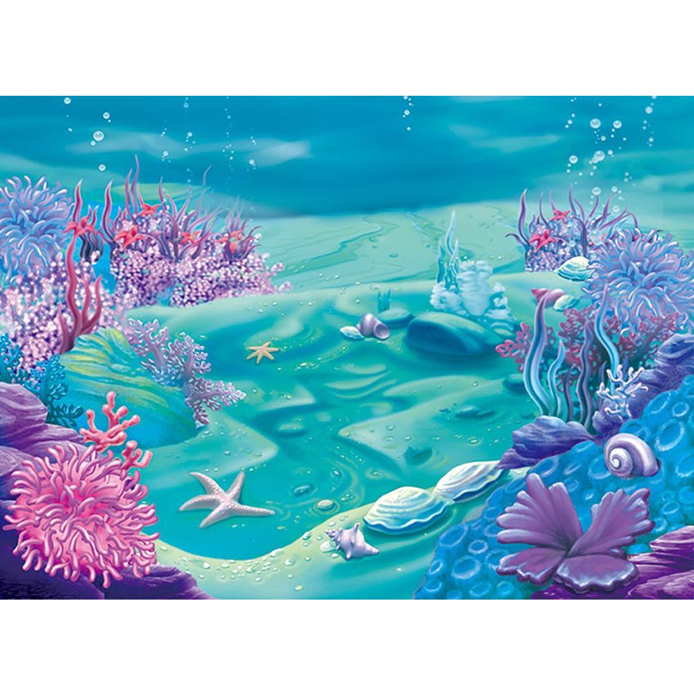 2019 Under The Sea Backdrop Photography Blue Purple Seaweed Starfish
