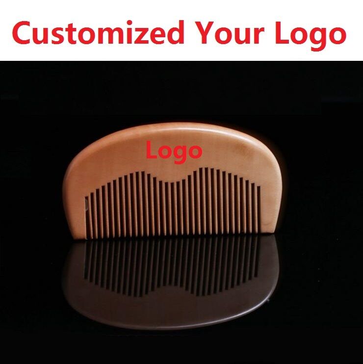 Customized LOGO Combs Engraved Logo Natural Wood Comb Beard Comb Wooden