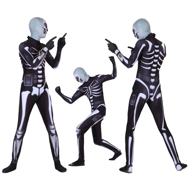 2019 fortnite skull trooper cosplay clothing with head mask