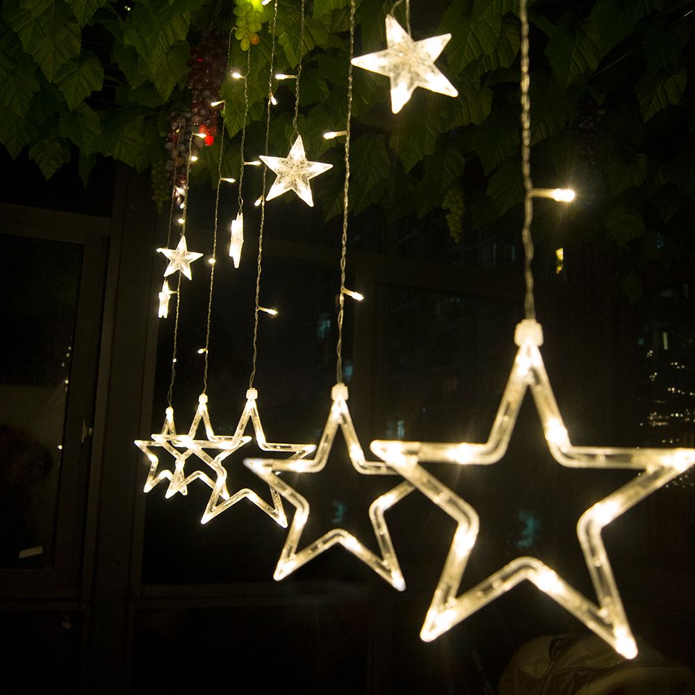 Wholesale Meaningsfull 12 Leds Romantic Fairy Star Led Curtain String Light Warm White 220v Xmas Garland Light For Wedding Party Decor String Lights Led