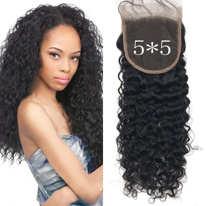 5 5inch Virgin Hair Lace Closure Mongolian Deep Wave Human Hair